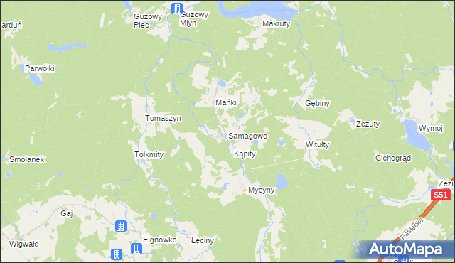 mapa Samagowo, Samagowo na mapie Targeo