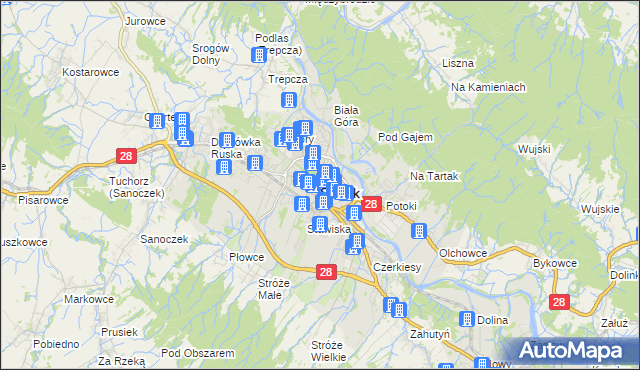 mapa Sanok, Sanok na mapie Targeo