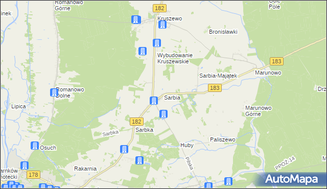 mapa Sarbia gmina Czarnków, Sarbia gmina Czarnków na mapie Targeo