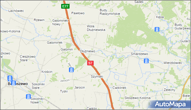 mapa Sarbiewo gmina Baboszewo, Sarbiewo gmina Baboszewo na mapie Targeo