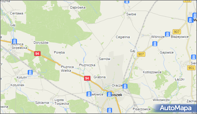 mapa Sarnów gmina Toszek, Sarnów gmina Toszek na mapie Targeo