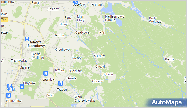 mapa Sarnów gmina Tuszów Narodowy, Sarnów gmina Tuszów Narodowy na mapie Targeo