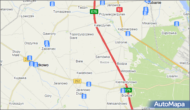 mapa Sarnówka gmina Lubanie, Sarnówka gmina Lubanie na mapie Targeo