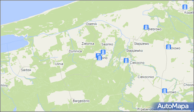 mapa Sasino, Sasino na mapie Targeo