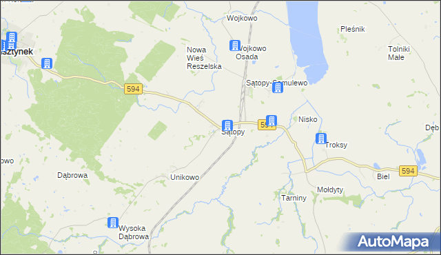 mapa Sątopy gmina Bisztynek, Sątopy gmina Bisztynek na mapie Targeo