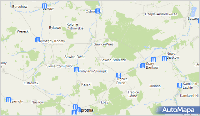 mapa Sawice-Bronisze, Sawice-Bronisze na mapie Targeo