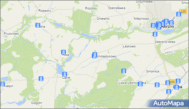 mapa Scholastykowo, Scholastykowo na mapie Targeo