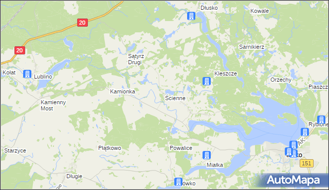 mapa Ścienne, Ścienne na mapie Targeo