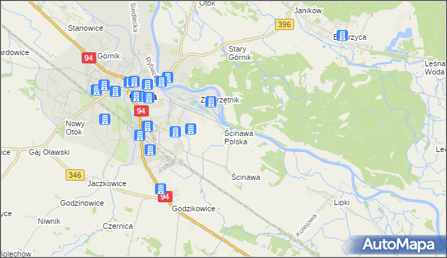 mapa Ścinawa Polska, Ścinawa Polska na mapie Targeo