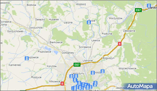 mapa Ścinawica, Ścinawica na mapie Targeo