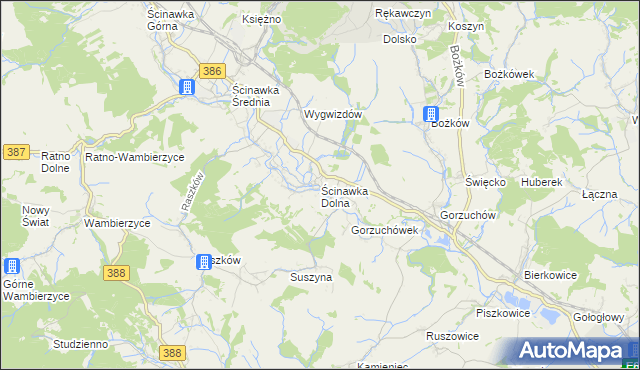 mapa Ścinawka Dolna, Ścinawka Dolna na mapie Targeo