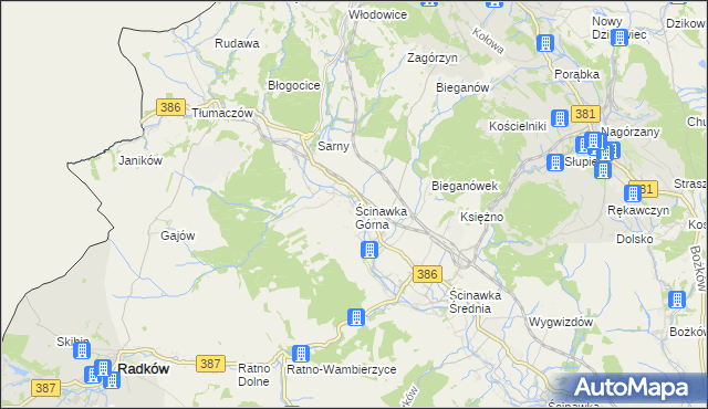 mapa Ścinawka Górna, Ścinawka Górna na mapie Targeo