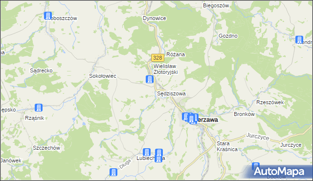 mapa Sędziszowa gmina Świerzawa, Sędziszowa gmina Świerzawa na mapie Targeo