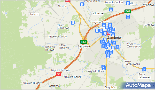 mapa Sędziwuje, Sędziwuje na mapie Targeo
