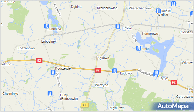 mapa Sękowo gmina Duszniki, Sękowo gmina Duszniki na mapie Targeo