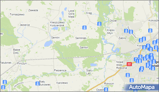 mapa Semlin gmina Starogard Gdański, Semlin gmina Starogard Gdański na mapie Targeo