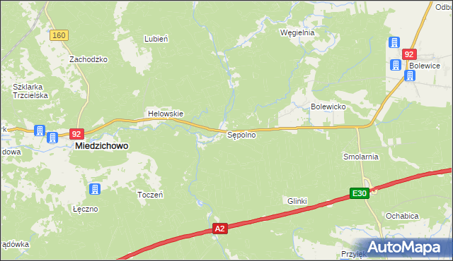 mapa Sępolno gmina Miedzichowo, Sępolno gmina Miedzichowo na mapie Targeo
