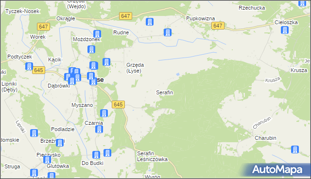 mapa Serafin gmina Łyse, Serafin gmina Łyse na mapie Targeo