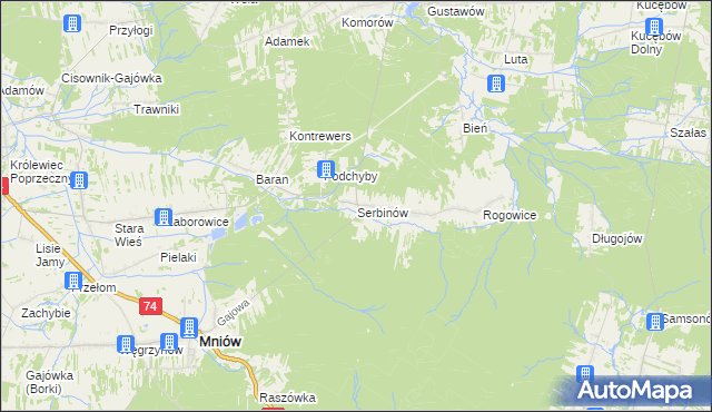 mapa Serbinów, Serbinów na mapie Targeo