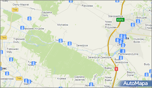 mapa Seredzice, Seredzice na mapie Targeo