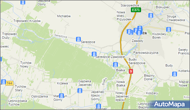 mapa Seredzice-Zawodzie, Seredzice-Zawodzie na mapie Targeo