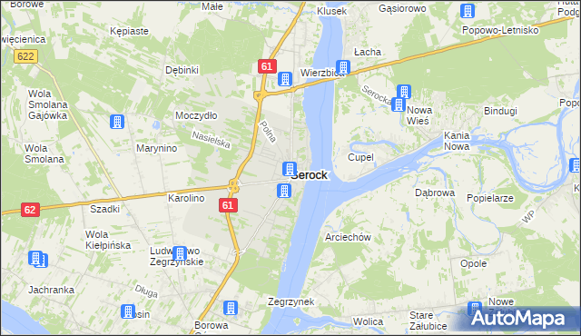 mapa Serock powiat legionowski, Serock powiat legionowski na mapie Targeo