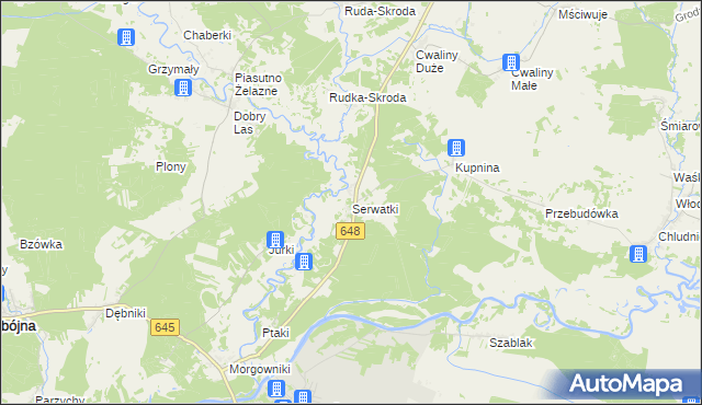 mapa Serwatki, Serwatki na mapie Targeo