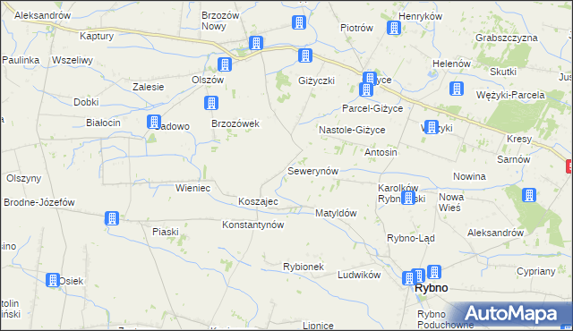 mapa Sewerynów gmina Iłów, Sewerynów gmina Iłów na mapie Targeo