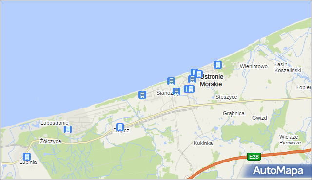 mapa Sianożęty, Sianożęty na mapie Targeo