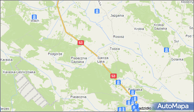 mapa Siarcza Łąka, Siarcza Łąka na mapie Targeo