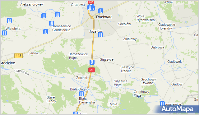 mapa Siąszyce, Siąszyce na mapie Targeo