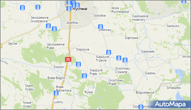 mapa Siąszyce Trzecie, Siąszyce Trzecie na mapie Targeo