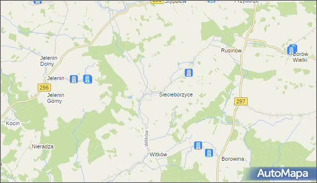 mapa Siecieborzyce, Siecieborzyce na mapie Targeo