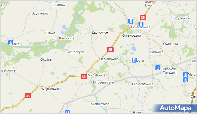 mapa Siedlakowice, Siedlakowice na mapie Targeo