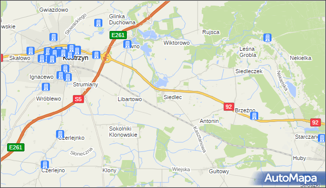 mapa Siedlec gmina Kostrzyn, Siedlec gmina Kostrzyn na mapie Targeo