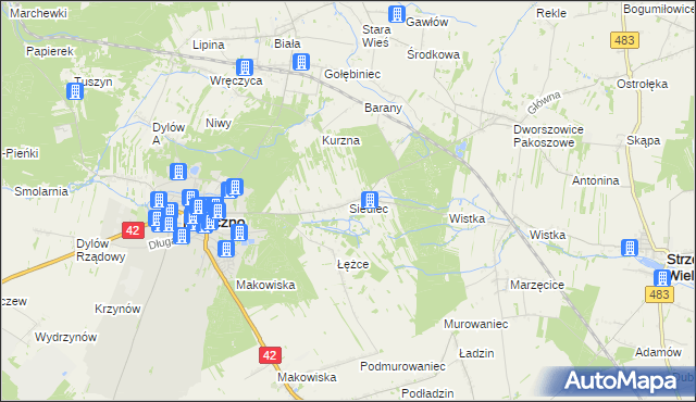 mapa Siedlec gmina Pajęczno, Siedlec gmina Pajęczno na mapie Targeo