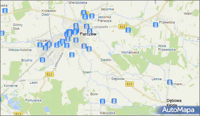 mapa Siedliki, Siedliki na mapie Targeo