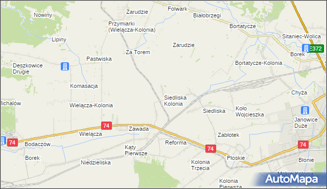 mapa Siedliska Kolonia, Siedliska Kolonia na mapie Targeo