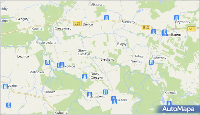 mapa Siedlisko gmina Godkowo, Siedlisko gmina Godkowo na mapie Targeo