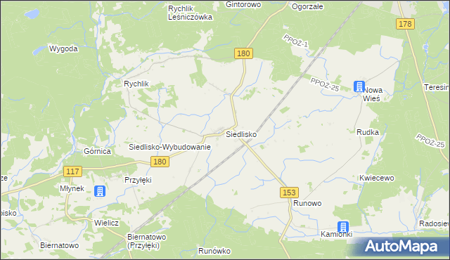 mapa Siedlisko gmina Trzcianka, Siedlisko gmina Trzcianka na mapie Targeo