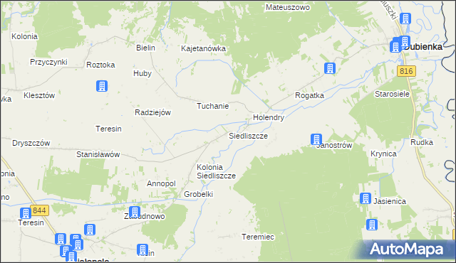 mapa Siedliszcze gmina Dubienka, Siedliszcze gmina Dubienka na mapie Targeo