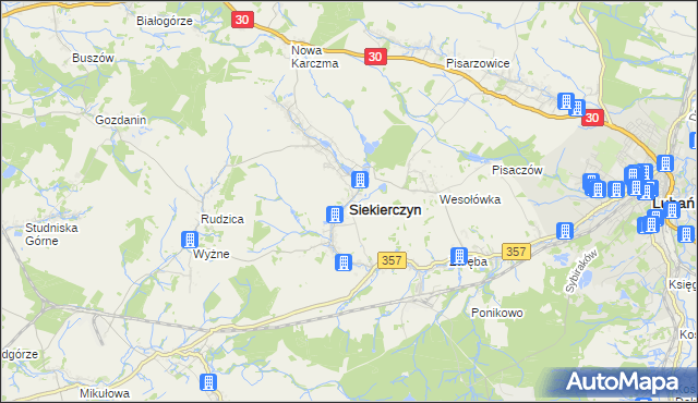 mapa Siekierczyn, Siekierczyn na mapie Targeo
