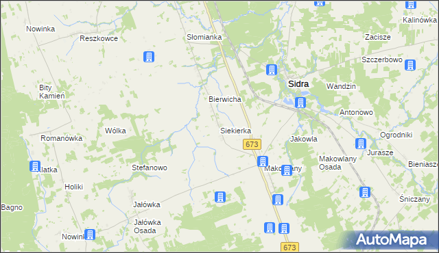 mapa Siekierka gmina Sidra, Siekierka gmina Sidra na mapie Targeo