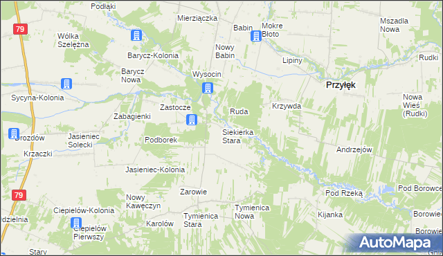 mapa Siekierka Stara, Siekierka Stara na mapie Targeo