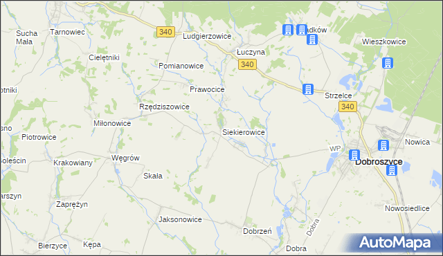 mapa Siekierowice, Siekierowice na mapie Targeo