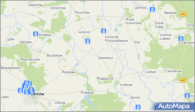 mapa Siekierzyn gmina Żerków, Siekierzyn gmina Żerków na mapie Targeo