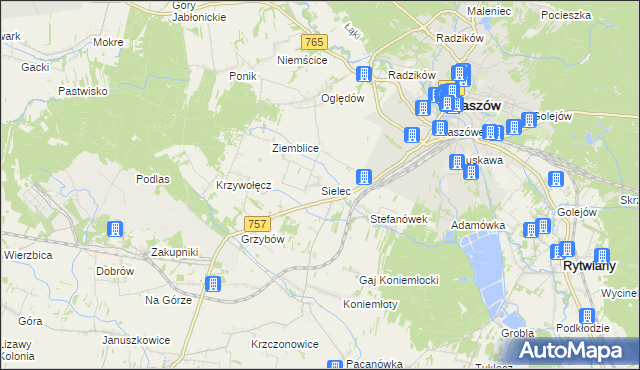 mapa Sielec gmina Staszów, Sielec gmina Staszów na mapie Targeo