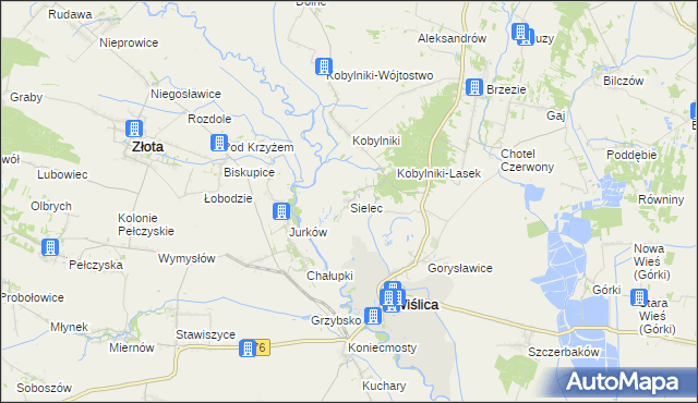 mapa Sielec gmina Wiślica, Sielec gmina Wiślica na mapie Targeo