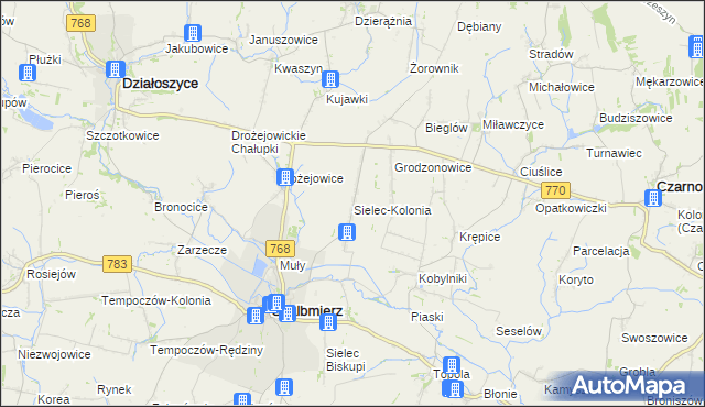 mapa Sielec-Kolonia, Sielec-Kolonia na mapie Targeo