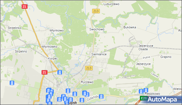 mapa Siemianice gmina Słupsk, Siemianice gmina Słupsk na mapie Targeo